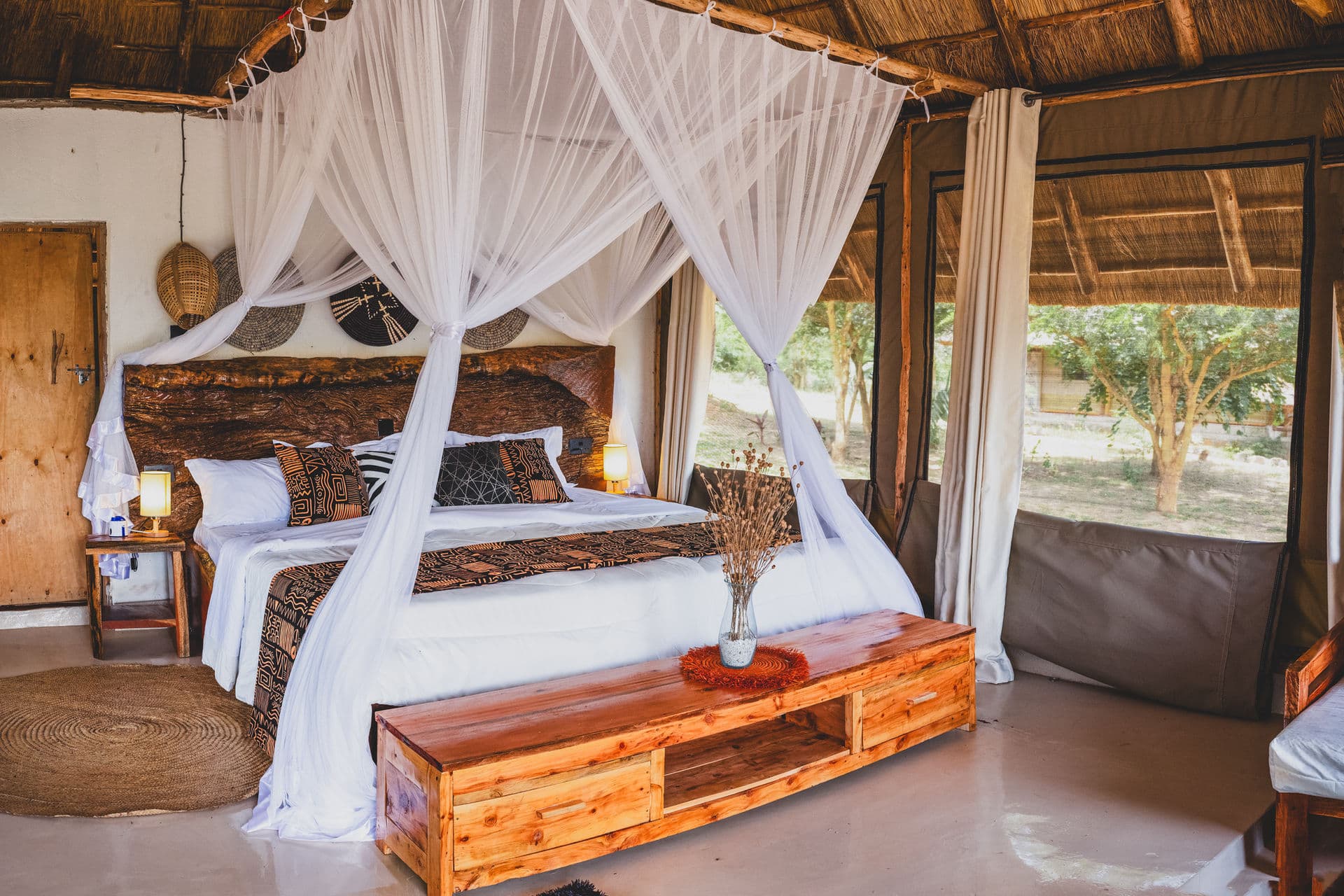 Safari tent interior at The Elephant Oasis